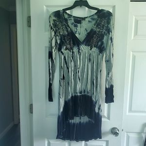 Tie tye high low with detail dress